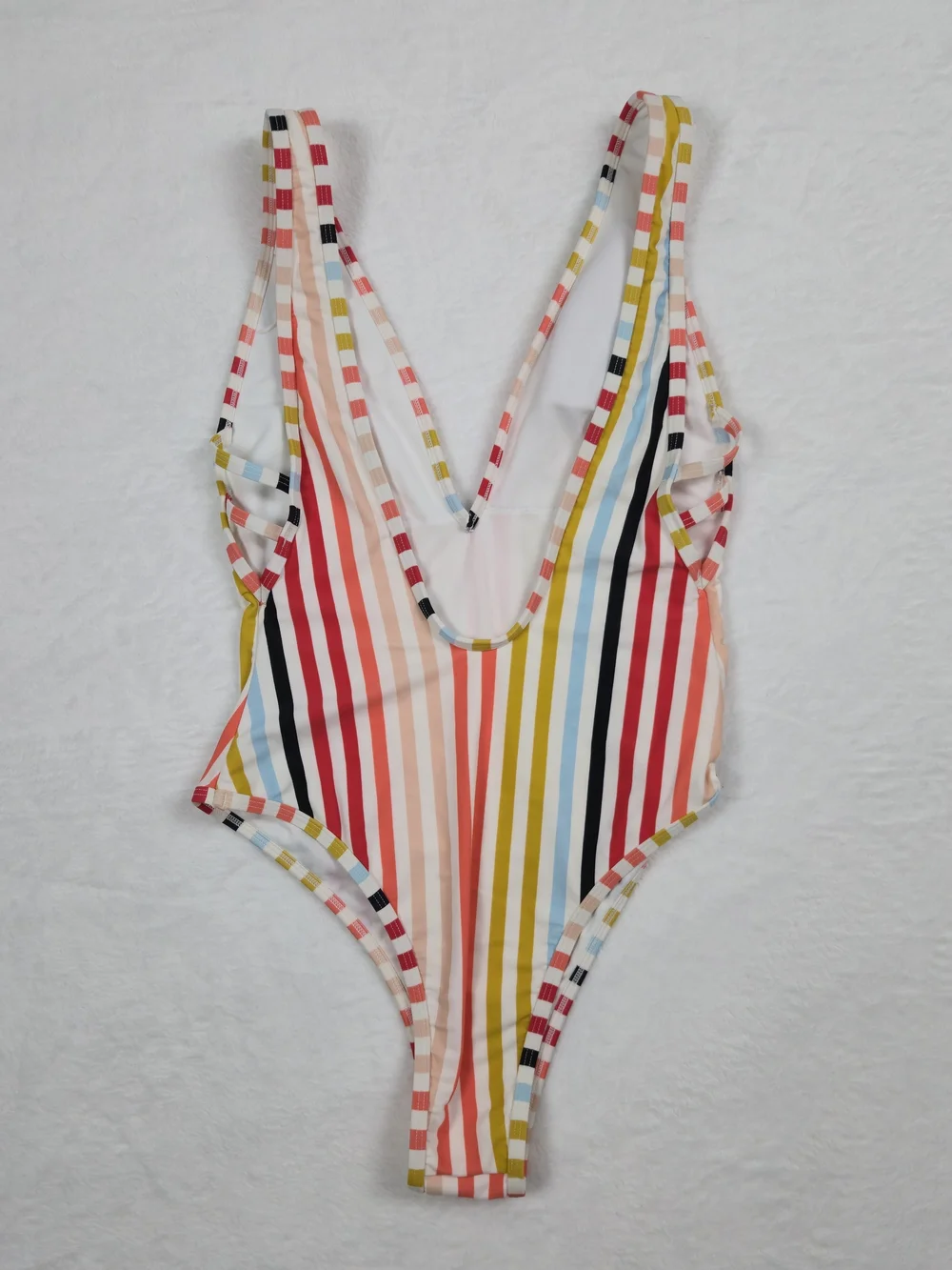 Express Multicolor Stripe One-Piece Swimsuit - Red, Yellow, Blue, Pink, Black